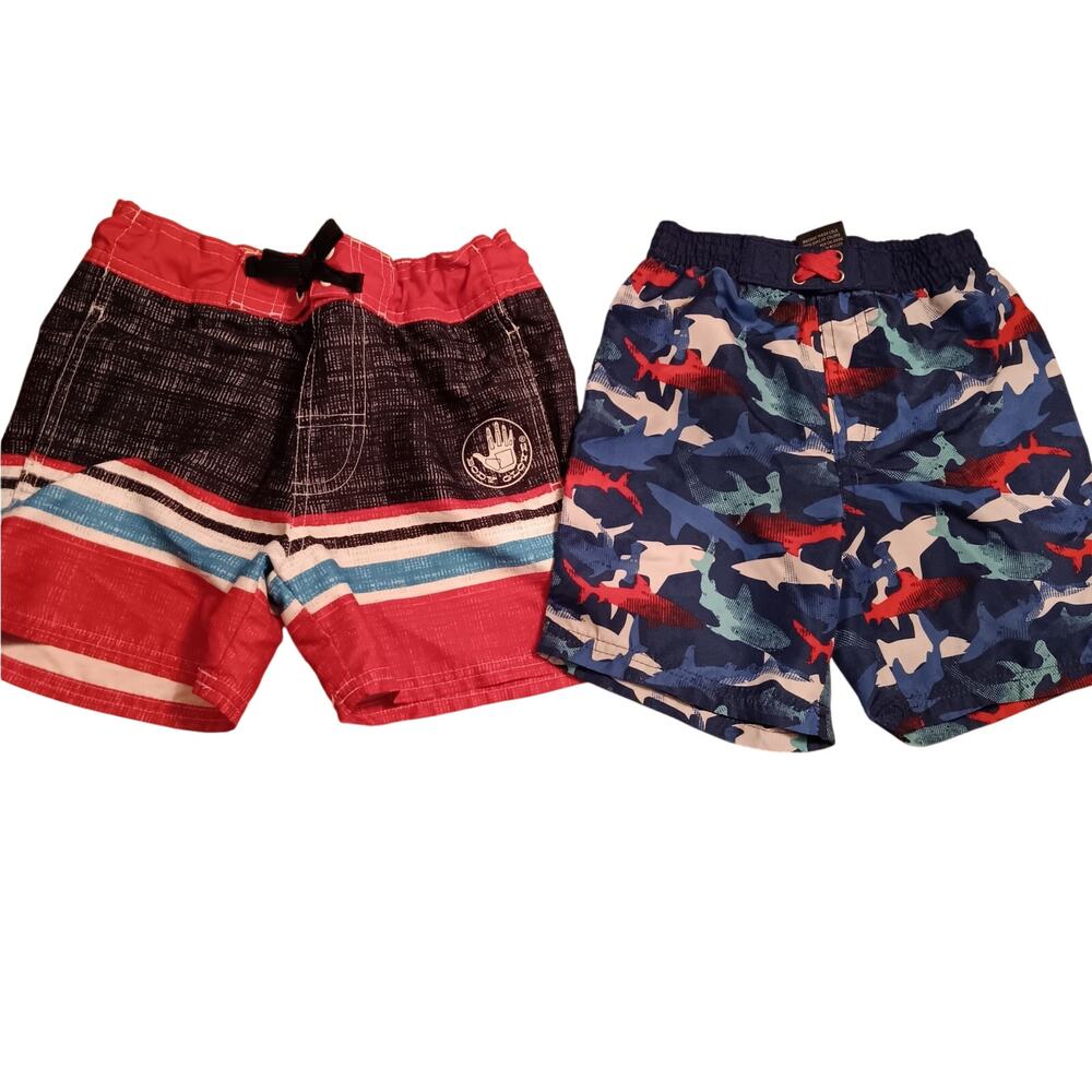 Lot of Two Pair Swim Trunks Boys Size 4 Body Glove and Quad Seven